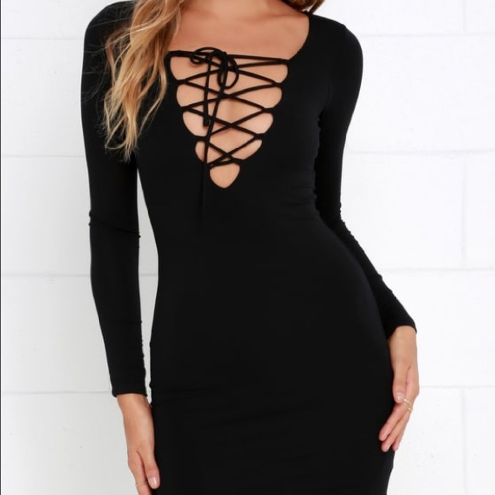 Laced Up All Night Black Lace-Up Dress